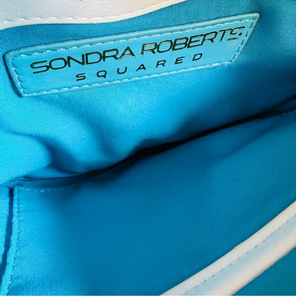 SONDRA ROBERTS SQUARED CLUTCH BAG W/ ZIPPER CORK PAINTED 9”H - 11”W GOOD COND - Picture 2 of 10